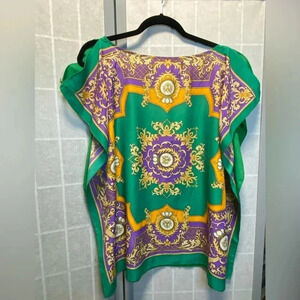 Green Blouse from Bedo with yellow and purple design